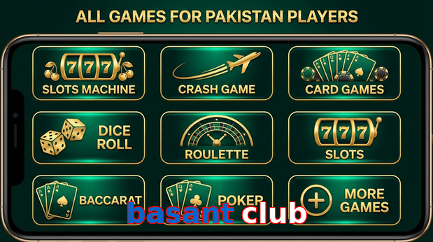 Main screen of Basant Club games page for PK players